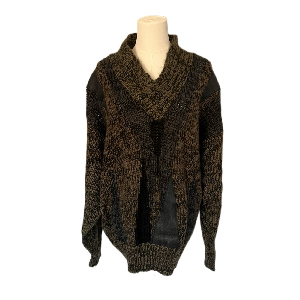 VINTAGE FUZE 80’s knit sweater with leather accents